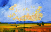 AVAILABLE as a set. $120 on two 14x18 stretched/splined canvases