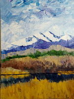 AVAILABLE $100 18x24 stretched/splined canvas Mt Meeker/Long's peak from Longmont/Loveland area