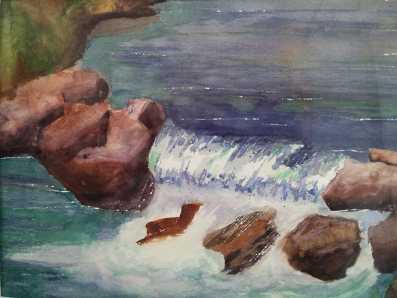 Given as gift. Women's retreat. Watercolor. Mountain stream. Available as a print only