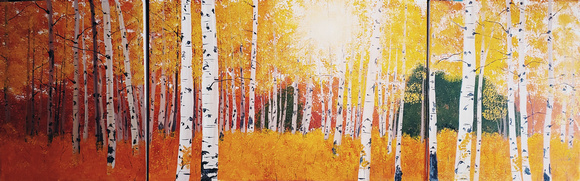 AVAILABLE $800.00 3-piece aspen painting on Two 20x24, one 24x36 stretched/splined canvases